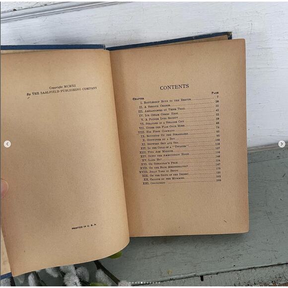 Antique 1900 Children’s Battleship Boys Foreign Service Blue Shabby Book Patchin - Picture 5 of 10